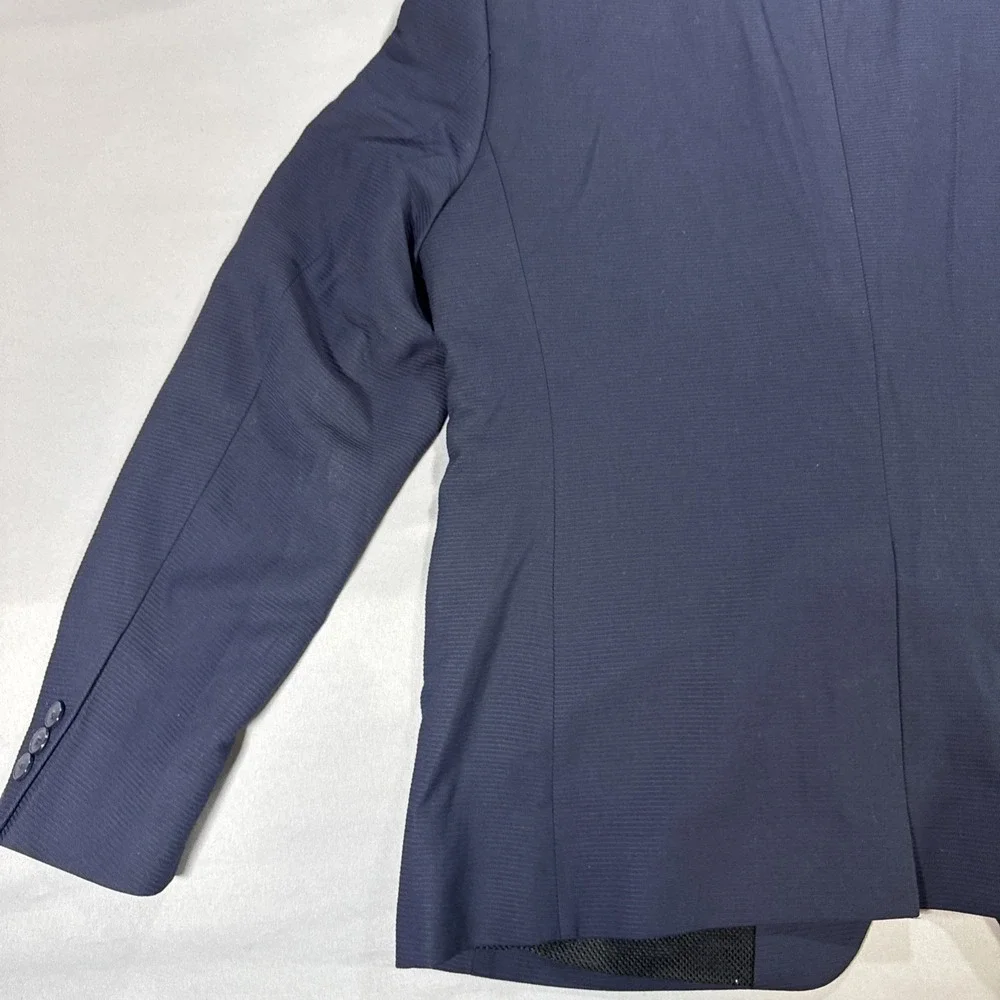 Zara Man Blazer Mens 46R Navy Two Button Slim Sport Coat Modern Minimal Formal